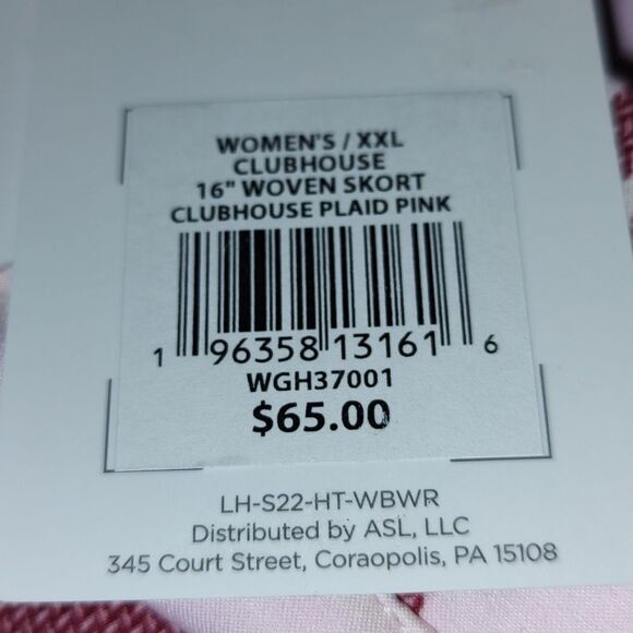 Lady Hagen Clubhouse 16" Woven golf  Skort Plaid Pink Sz XXL NWT - Picture 7 of 9